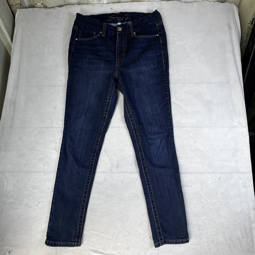 Seven7 Womens Skinny Jeans‎ Dark Indigo Blue Tummy Less Dark Wash Denim Size 12
